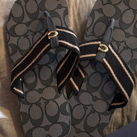 Coach Shoes - Coach Black and Gray women’s Flip Flops